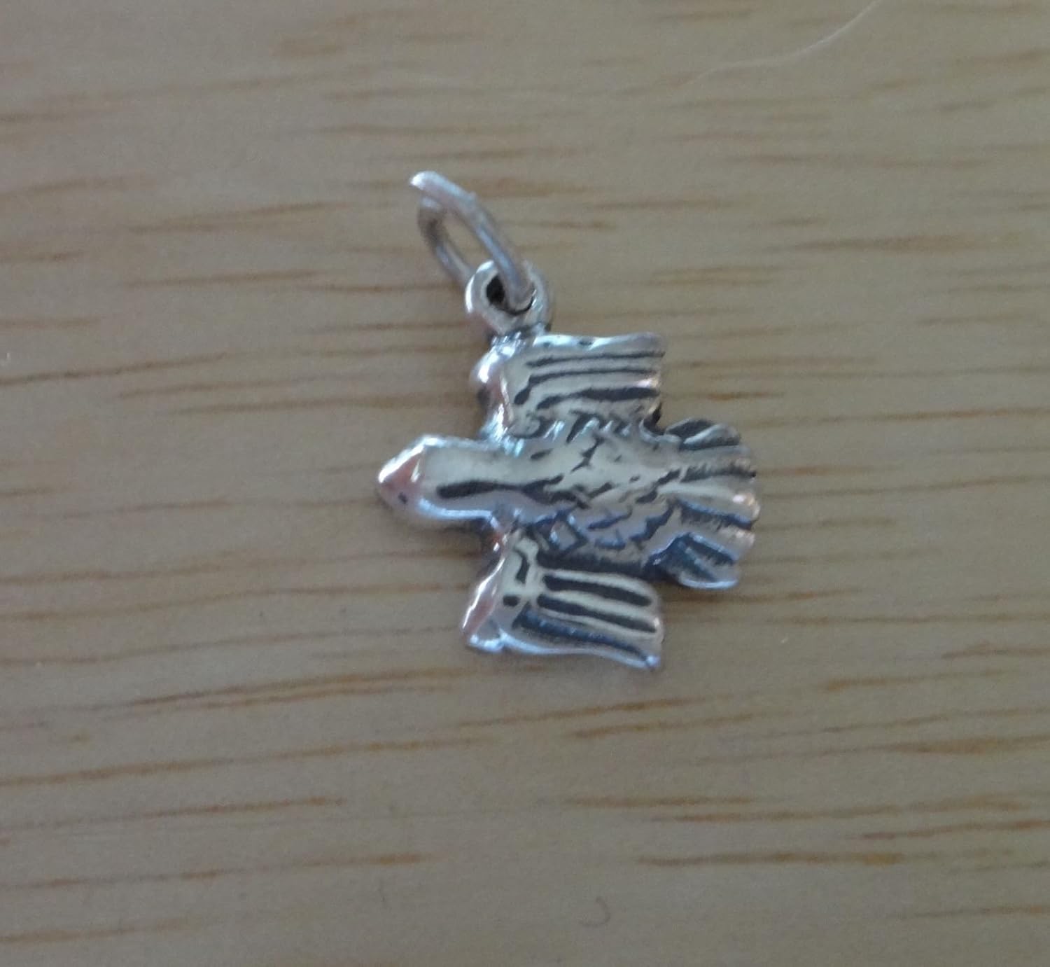 Sterling Silver 13x12mm Peace Dove Wings Outstretched