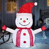PIXFAIRY Christmas Standing Lighted Snowman Decoration, Battery Operated Light-Up Christmas Decorations for porches, lawns, Yards, Indoor and Outdoor (2.75ft)