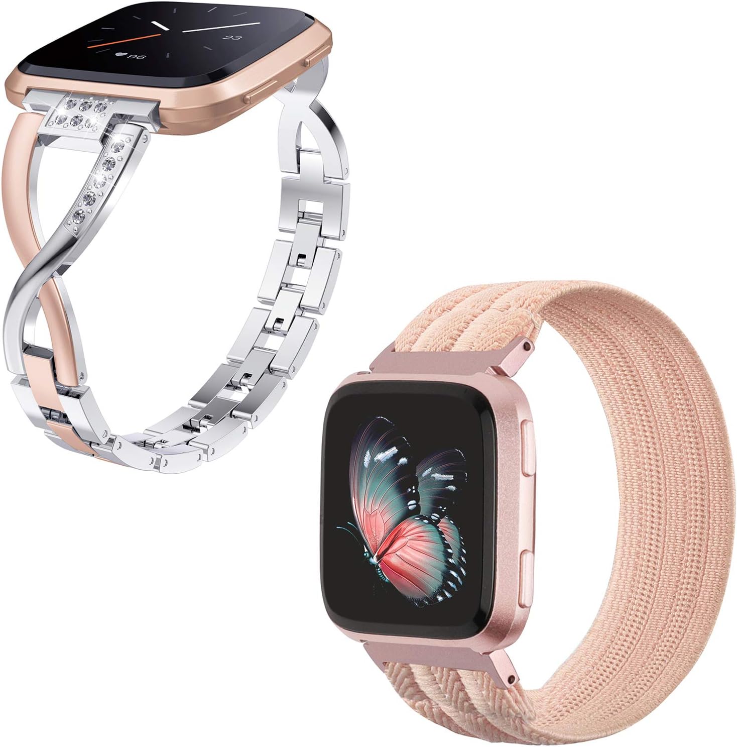 TOYOUTHS 2Pack Compatible with Fitbit Versa 2 Copper Rose