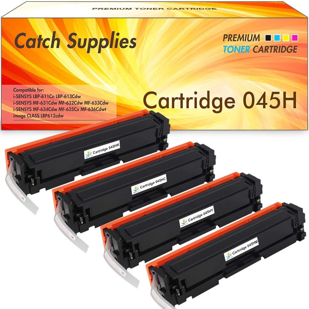 Catch Supplies Compatible Toner Cartridge Replacement for Canon 045 045K 045HK 045HC 045HM 045HY Compatible for Canon I-Sensys MF635cx MF634cdw MF631Cn MF632Cdw MF633Cdw MF636Cdwt LBP611cn LBP613cdw