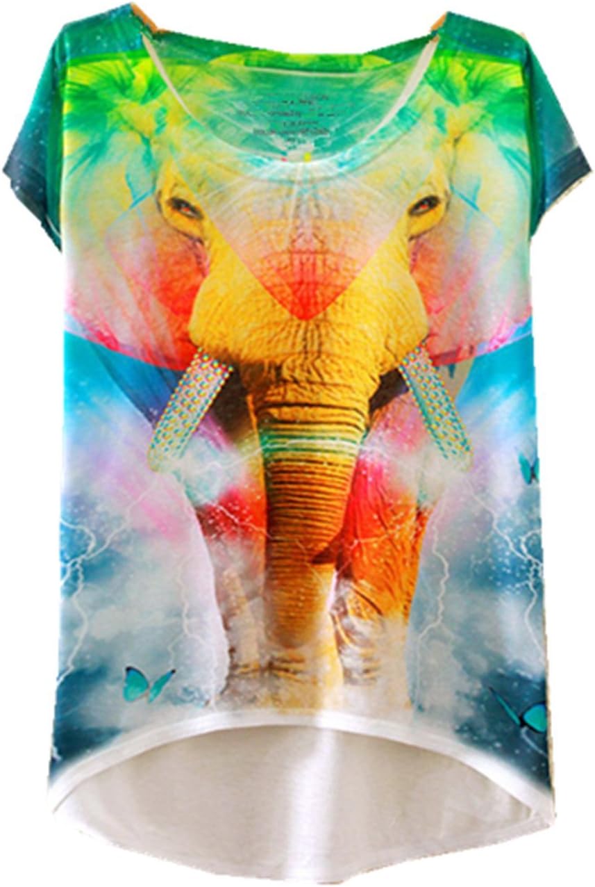 Women Girls Thin Tops Leisure T-Shirt Casual Wear Tunic Blouse Tees Printing