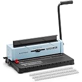 OFFNOVA Wire Binding Machine, 34 - Square Punch Holes, 3:1 Pitch, Punch 12 Sheets Bind 120 Sheets, Book Binder with Adjustable Side Margin, Easy to Punch for Letter Size / A4 / A5