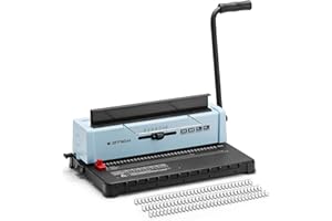OFFNOVA Wire Binding Machine, Punch 12 Sheets, 34 - Square Punch Holes, Bind 120 Sheets Book Binder with Adjustable Side Margin, Easy to Punch for Letter Size / A4 / A5