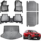Vanseno Floor Mats & Backrest Mat & Cargo Liner Compatible for 2013-2016 Mazda CX-5 All Weather Protection TPE Mats for 2013 2014 2015 2016 CX5 Accessories (Floor Mats+Backrest Mat+Cargo Mat)