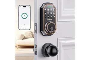 ARPHA Keyless Entry Door Lock with 2 Door Knobs - App Control & Keypad Deadbolt Smart Locking, 100 User Codes, Anti-Peep Password, Auto Lock & One-Time Codes, Easy Install for Front Door Security (Bronze)