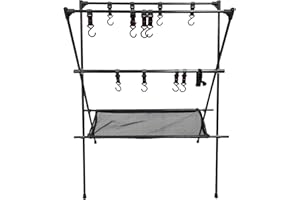 Sutekus Cookware Hanging Rack Collapsible Multifunction Camping Stand Outdoor Tools Hanging Organizer with Hooks (Large(40"X38"))