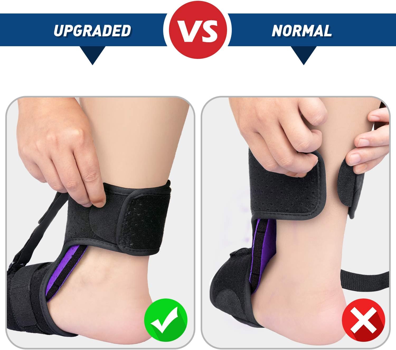 AiBast Plantar Fasciitis Night Splint, 2020 New Upgraded Purple Multi Adjustable Ankle Brace Foot Drop Orthotic Brace for Plantar Fasciitis, Arch Foot Pain, Achilles Tendonitis Support for Women, Men: Health & Personal Care