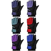 SATINIOR 6 Pairs Winter Gloves Kids Waterproof Ski Gloves Snow Warm Full Finger Snowboard Unisex Gloves for Cold Weather Boys