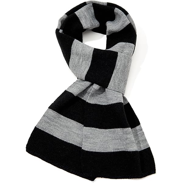 【Peter Do】Striped Scarf Black Harajuku Punk Striped Knit Scarf - Grey Red Black - Winter