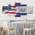 5 Pieces Canvas Wall Art Modern Home Decor USA And El Salvador Flags Framed Artwork Pictures for Wall Decor Pictures for Living Room 60x32 Inch