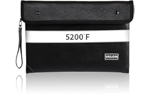 Vailoin 5200℉ Insulated Fire Proof Money Bag for Cash,Fireproof Waterproof Document Pouches with Double-Sided Reflective Strip,Money Envelopes for Cash,Valuables,Jewelry(11"x7.7",Classic Black)