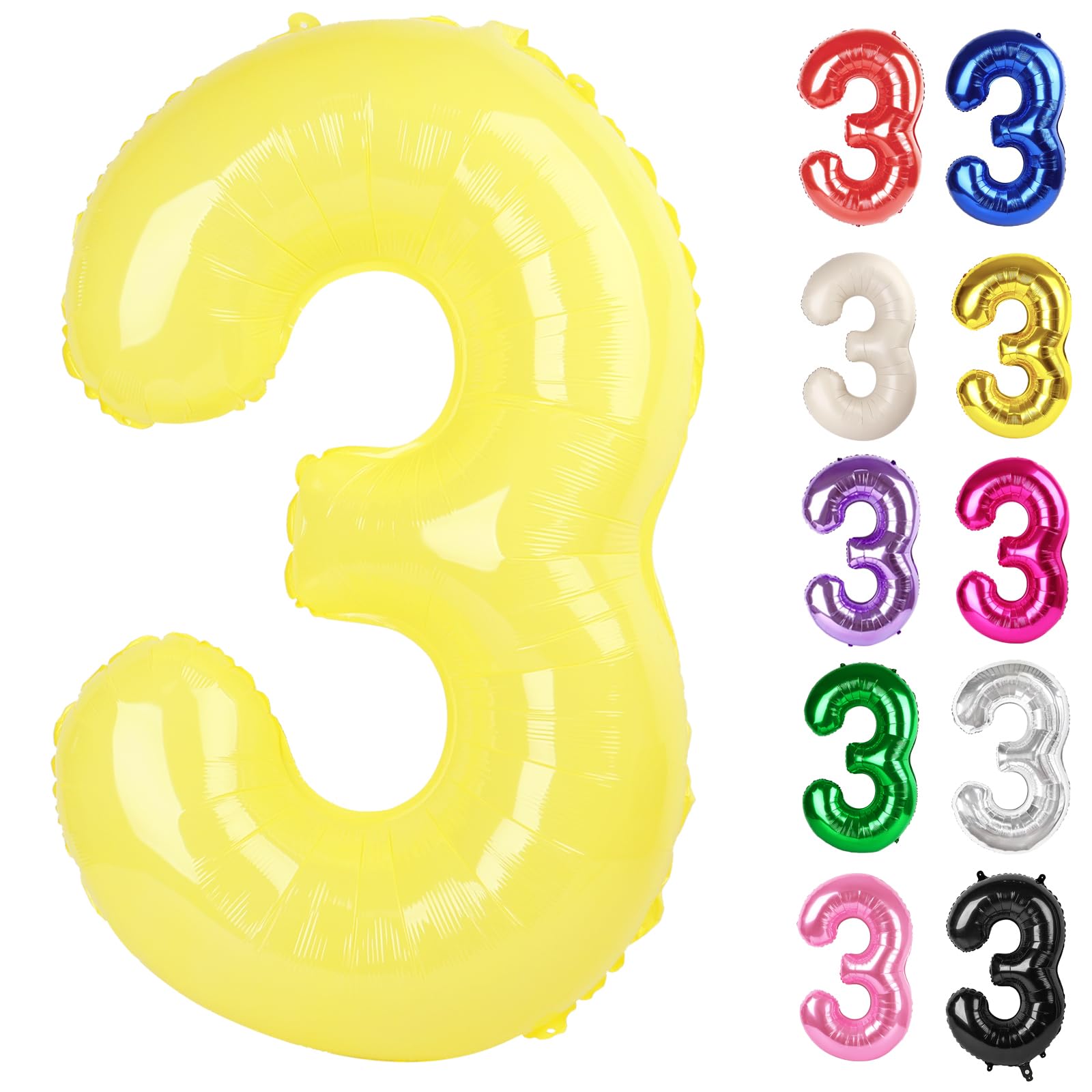 Photo 1 of Yellow Number 3 Balloon 40 Inch, 3 Balloon Number, 3rd Birthday Decorations, Yellow Party Supplies for Boys Girls