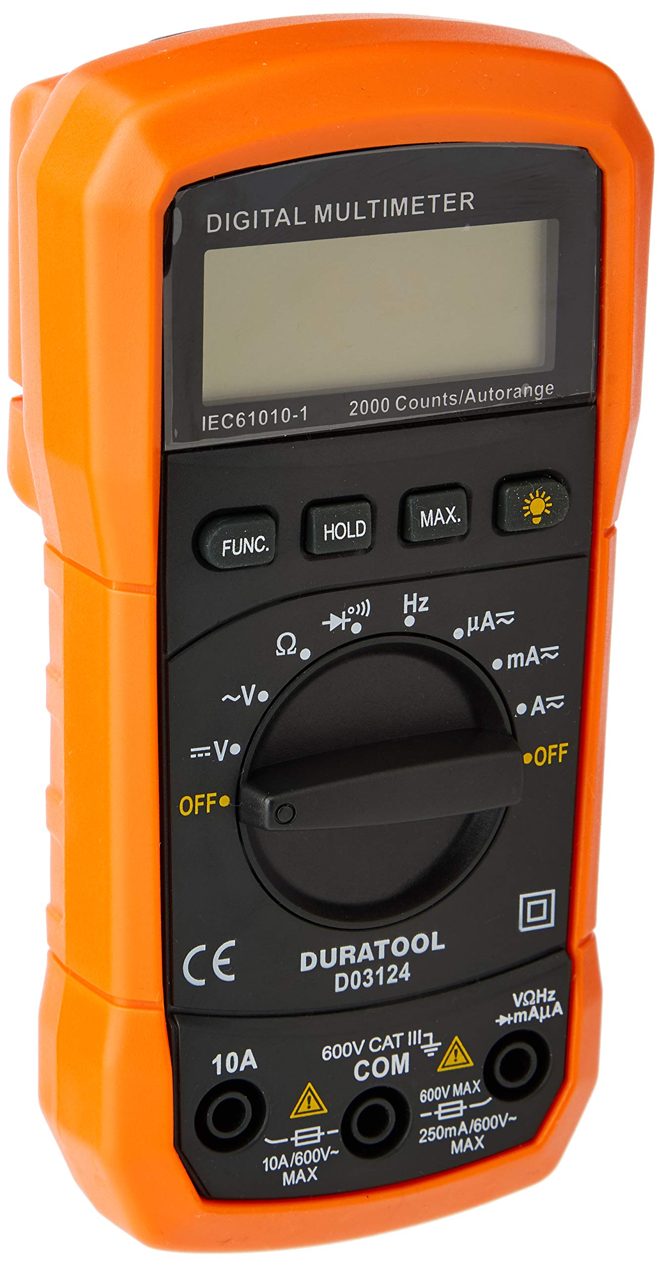 Duratool D03124 600 V AC/DC Auto Ranging Digital Multimeter ,Orange