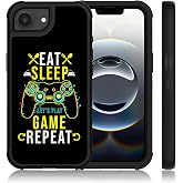 XWMHHP for iPhone 17e/16e Case - Cool Eat Sleep Game Repeat | Design for Women Men Boys Kids, 3-Layer Rugged Shockproof Anti-Slip Hard Bumper Silicone Rubber Heavy Duty Protection Cover