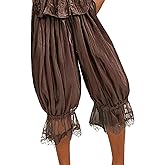 NUFIWI Women Ruffle Long Bloomer Y2k Lace Trim Pettipants Pantaloons Mid Rise Cropped Pajama Pants Under Dress Slips