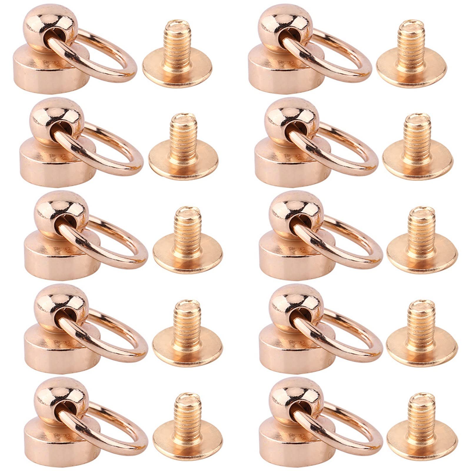 10pcs Brass Rivet Studs Screw Back Round Head Ring Leathercraft Accessary