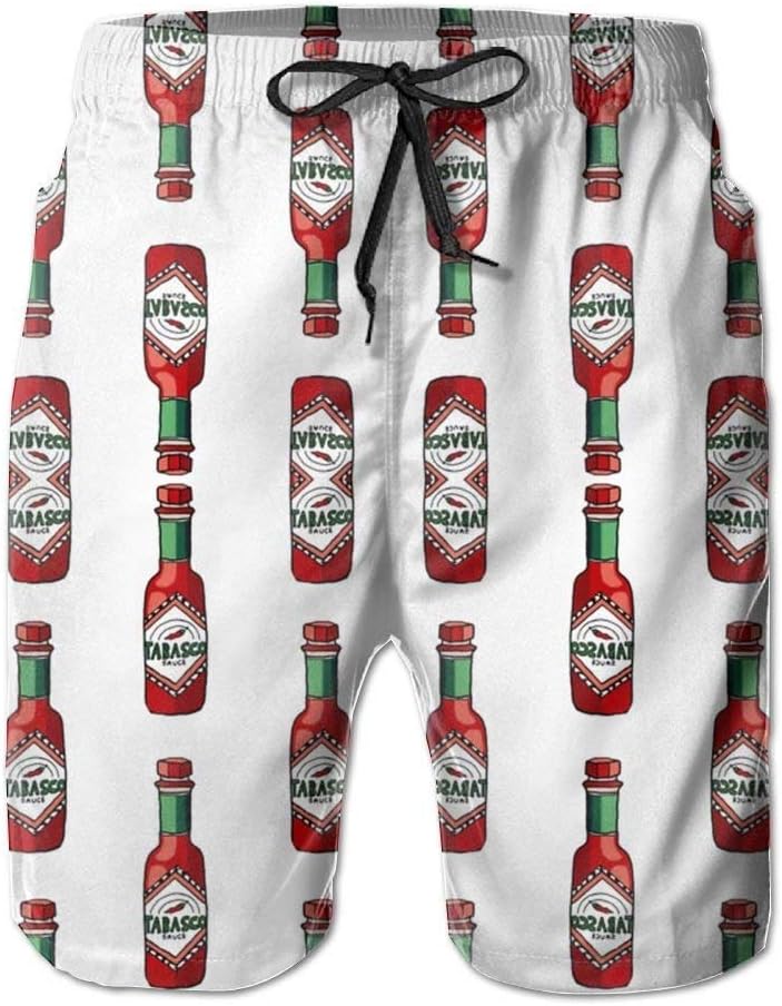 PhqonGoodThing Tabasco Sauce Quick-Drying Mens Summer Printing Beach Board Shorts,Swimwear Boardshorts Trunks