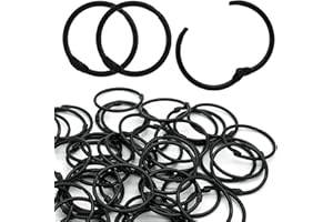 Semrien 50 Pcs 1-1/2 Inch Binder Rings, Loose Leaf Binder Book Rings Black Paper Rings, Metal Index Card Rings Binder Clip Rings for Flash Cards, Key Rings, Index Cards (38mm)