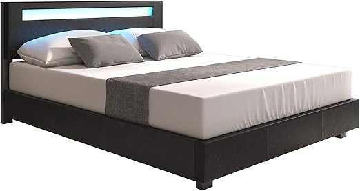 modern bed with lights