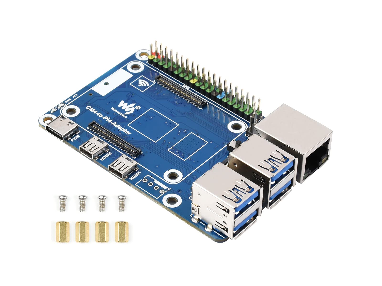 CM4 to Raspberry Pi 4B Adapter, Alternative Solution for Raspberry Pi 4B, Onboard Standard CM4 Connector, 4-CH USB 3.0 Ports, RJ45 Gigabit Ethernet Port, PoE Header etc.