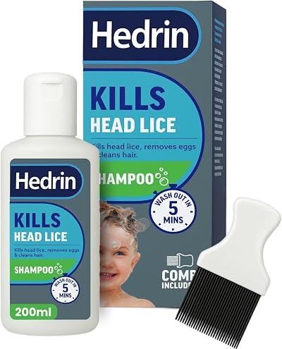 Hedrin Head Lice Shampoo & Comb Kit, 200ml, 8 Treatments, Clinically Tested