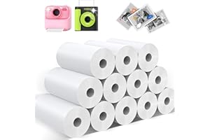 Mgaolo 12 Rolls Kids Instant Camera Print Refill Paper- Photo Printer Thermal Paper Rolls- BPA Free