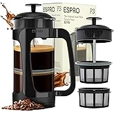 ESPRO P3 French Press Coffee Maker – Patented Double Micro-Filter for Grit-Free Brew, Heat Resistant thicker Borosilicate Gla