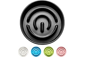 MOPANG Ceramic Slow Feeder Dog Bowls for Medium and Large Breed, 2.0 Cups Dog Slow Feeder for Fast Eaters, Puzzle Dog Bowl to Slow Down Eating, Maze Dog Bowl, 30oz, 8in, Black