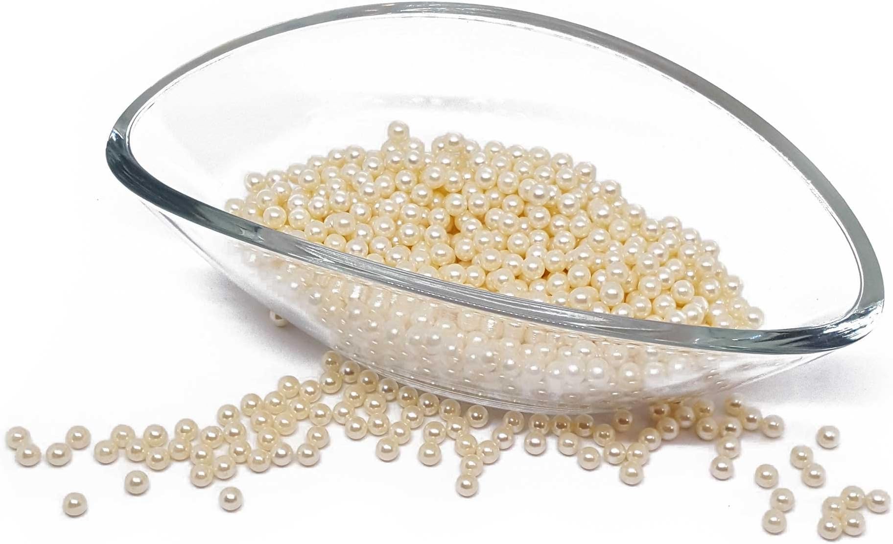 100 x No-Hole Pearls 8mm - Crafting Deco Decorative Beads Wax Pearls - Set - 8mm - Beige
