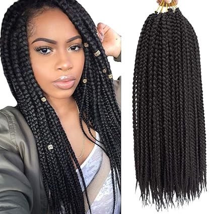 Vrhot 6packs 18 Inch Box Braids Crochet Hair Small Synthetic Hair Extensions Dreadlocks 24 Strands Pack Twist Crochet Braids Braiding Hair Long For