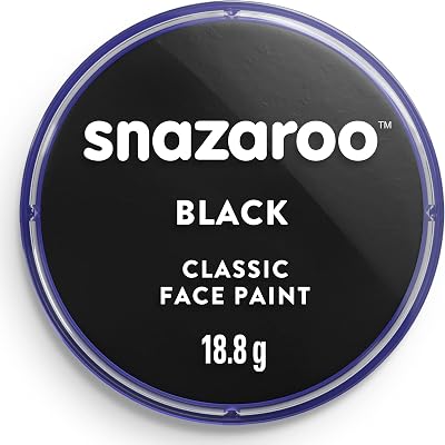 1118111 Schminkfarbe - Schwarz - 18 ml Topf, hautfreundlich, wasserbasiert, wasservermalbar, parabenfrei, Face & Bodypaint für Kinder & Erwachsene