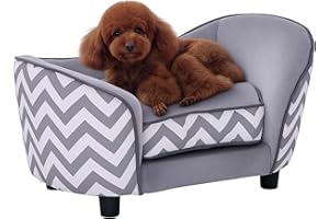 PawHut Pet Sofa Elevated Dog Bed Raised Cat Couch Puppy Furniture for Small Sized Dogs with Storage Removable Cushion Cover G