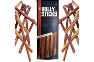 WILD WOLF BULLY STICKS Wild Wolf 12-inch Angus Bully Sticks (8oz./~5 Sticks) Healthy, All-Natural, Long-Lasting Dog Chew Bones - Low Odor - Mixed Thickness - Lab-Tested, Hand-Inspected and Packed with Love in The USA
