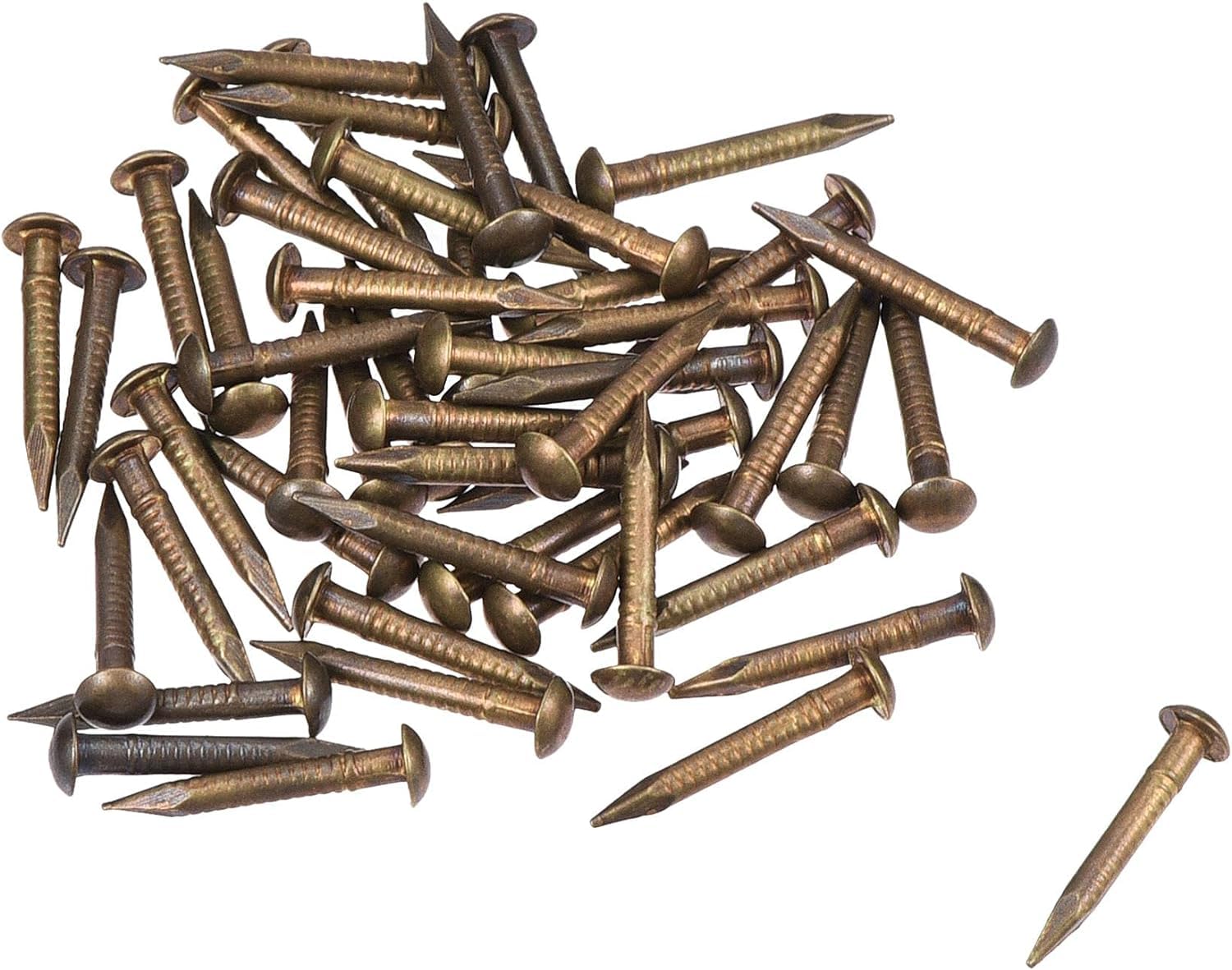 TOP-VIGOR 50Pcs Hardware Nails, 1.5mmx12mm Brass Nails and Pins Assortment, Wall Pins Tacks Nails for Woodworking, Panel Pins for Hanging Picture, Frame, Mirror, Furniture