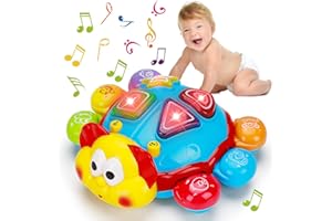 AUGTOY Baby Crawling Toys 6 to 12 Months Tummy Time Spanish English Bilingual Learning Toy Infant Musical Light Up Toy 0-3 4 5 6 7 8 9 10 12-18 Month montessori Gift for 1 2 Year Old Boy Girl Toddler Age 0-2