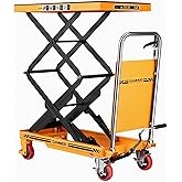 CAMMOO Hydraulic Lift Table Cart, 330lbs Capacity 49.6" Lifting Height, Double Scissor Lift Table with Non-Slip Pad & Safety 