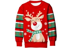 UNICOMIDEA Boys Girls Ugly Christmas Sweater Kids 3D Printed Xmas Fleece Pullover Jumpers Crewneck Tee Shirts 6-16T