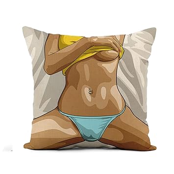 Amazon Com Awowee Flax Throw Pillow Cover Yellow Sexy Woman