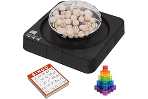 Jownupp Electric Lottery Ball Machine, Automatic Bingo Balls Cage Machine, 75 Bingo Balls, 50 Bingo Cards, 100 Translucent Bi