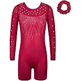 BAOHULU Leotard for Girls Gymnastics Tank Biketards Toddler Kids Sparkle Dance Unitards with Matching Scrunchie