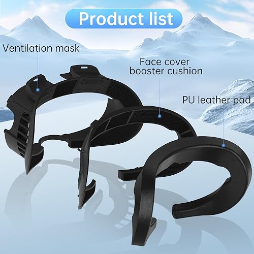 thumbnail image 2 of Meta Quest 3S Face Cover Replacement - PU Leather & Ice Silk Cotton Facial Interface With Nose Light Blocker 2 of 11