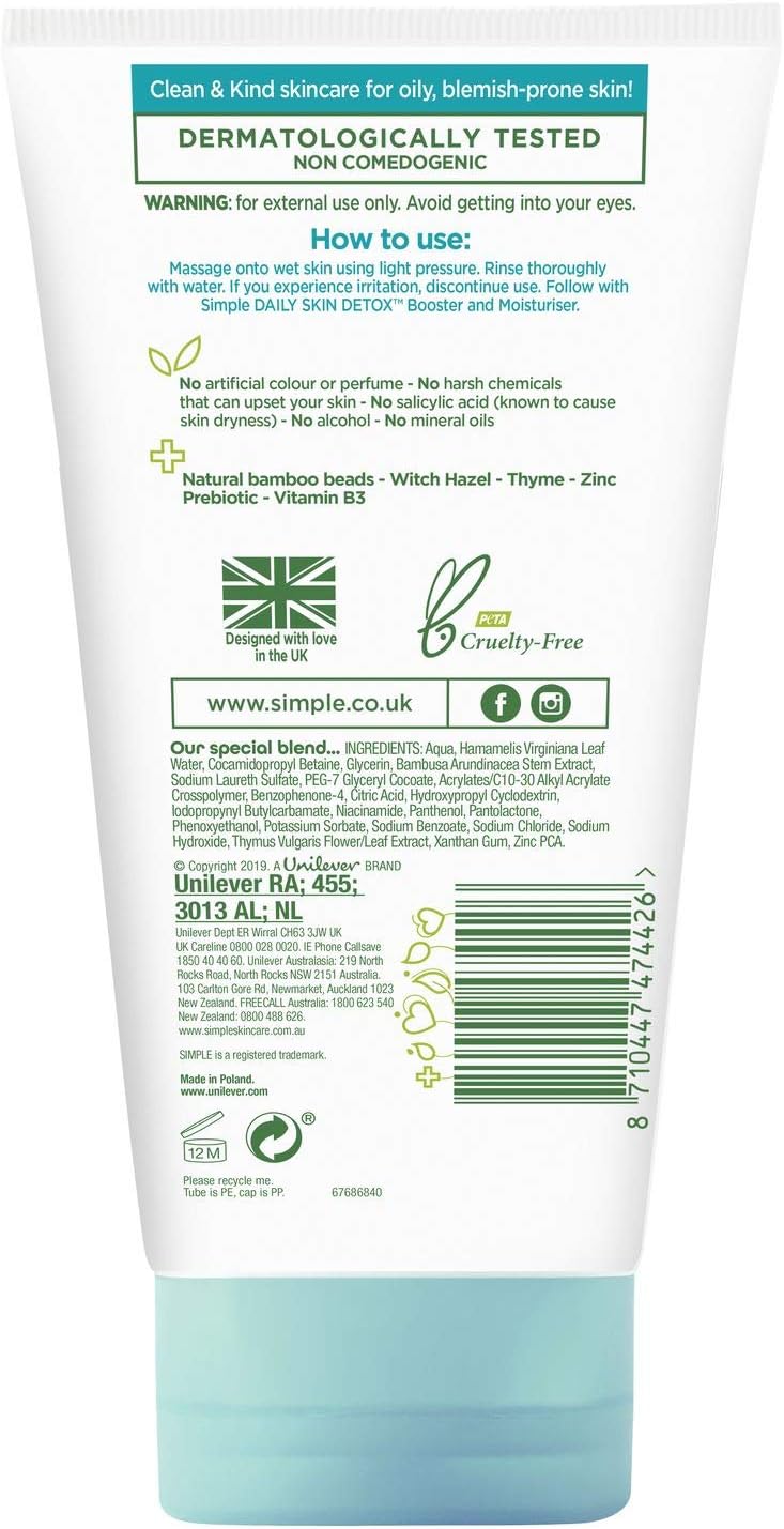 Simple Daily Pore Polish Face Scrub (150ml), Clear Skin Facial Polish & Vegan Pore Minimiser - Image 4
