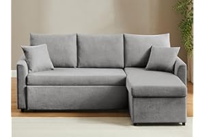 ODIKA L Shaped Convertible Sleeper Sofa Bed, 84" Sectional Couch for Living Room - Pull Out Bed, Reversible Chaise with Storage, Dual USB-C Charging, Removable & Washable Dark Grey Linen Covers