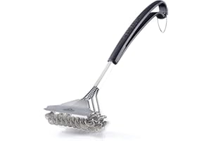 Napoleon Barbecue Grill Accessory 62059 - Bristle-Free Triple-Row Grill Brush, Black and Stainless Steel, 10" Long