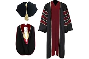 Newrara Unisex Deluxe Graduation Gown, Hood, Tam and 8 Sided Package