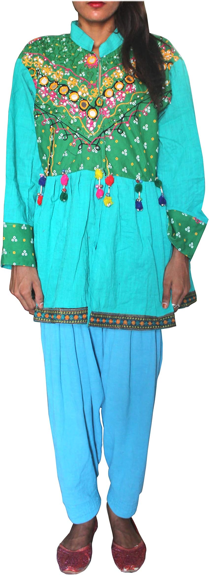 Lakkar Haveli Beautiful Handmade Indian Women's Banjara Jacket Out Wear 100% Cotton Embroidered Work Outwear Teal Color