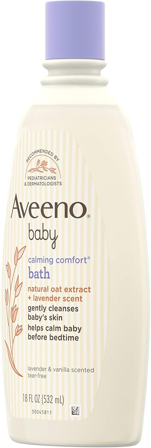 Aveeno Baby Calming Comfort Bath with Relaxing Lavender & Vanilla Scents, Hypoallergenic & Tear-Free Formula, Paraben- & Phthalate-Free, 18 Fl Oz (Pack of 1): Health & Personal Care