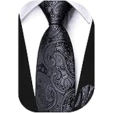 Dubulle Ties for Boys Self Tie Silk Paisely Striped Kids Necktie and Pocket Square Set for Age 8-11