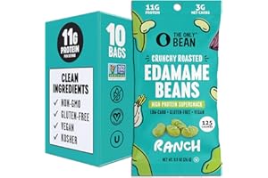 The Only Bean High Protein Snacks, Healthy Snacks for Adults and Kids, Vegan and Low Carb Snacks, Individual Gluten Free Keto Snacks - Edamame Beans Snack (Ranch) - 0.9oz (Pack of 10)