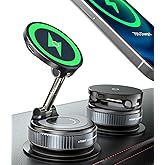 ALAFLY 15W Wireless Charger Magnetic Car Phone Holder [Vacuum Suction Cup] 360° Adjustable & Foldable Car Mount for Dashboard/Windshield/Smooth Surface [Compatible with MagSafe] for iPhone/Samsung